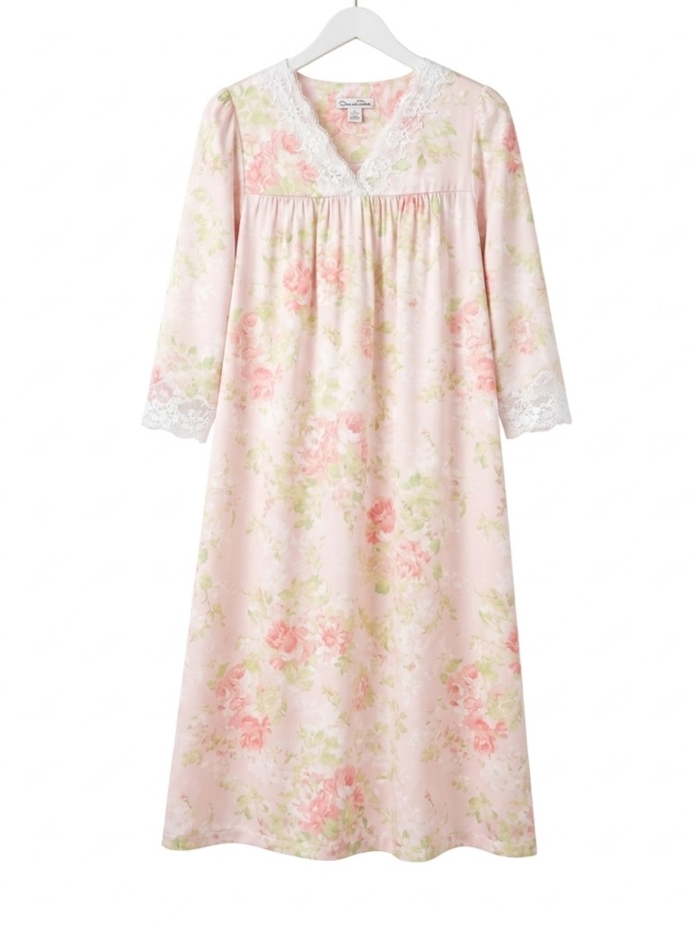 Oscar de la Renta Women’s Large Pastel Floral Lace Nightgown Grandmacore